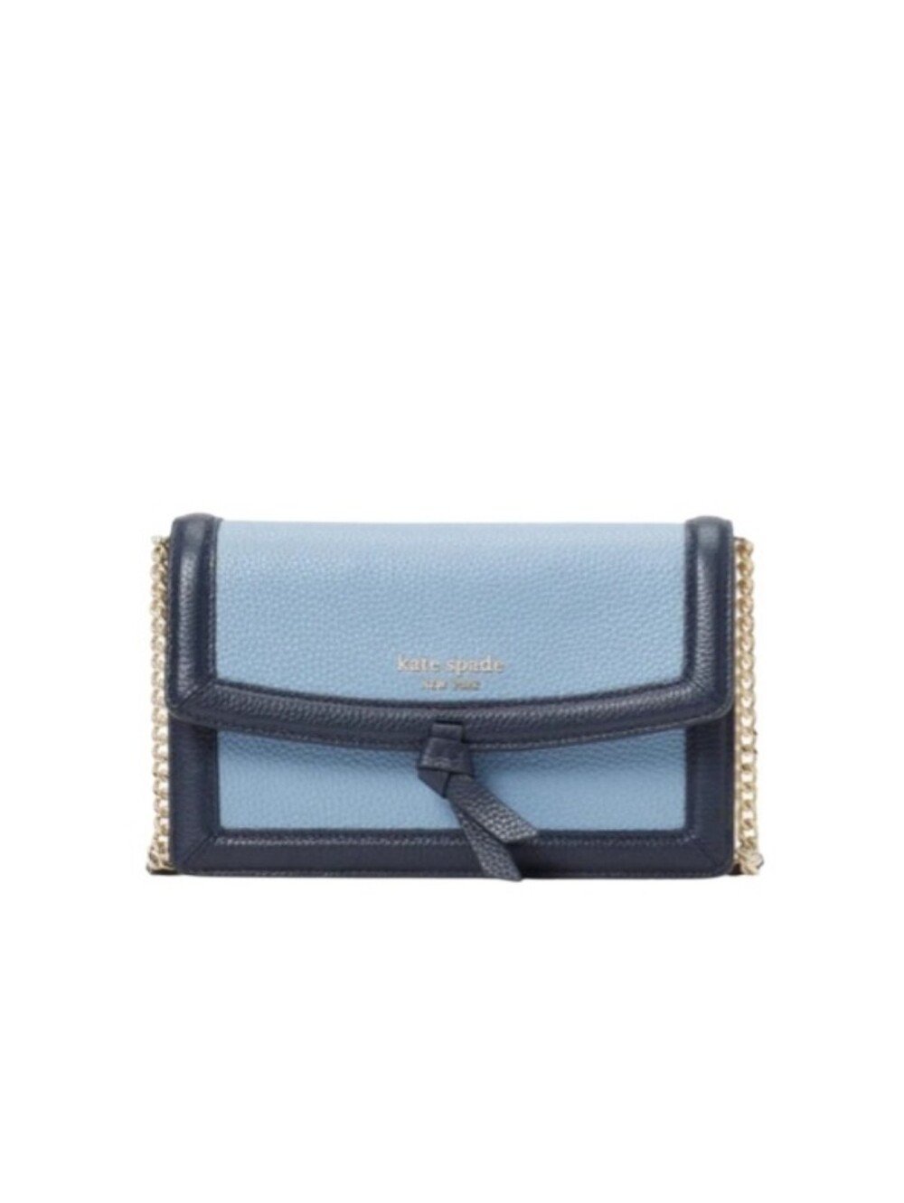 kate spade Colorblock Two-Tone Light Blue and Navy Leather Crossbody Wallet